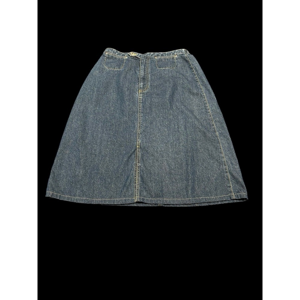 Vtg Liz Claiborne Women's 12 Skirt Blue Jeans Denim Maxi Cotton Slit Vintage